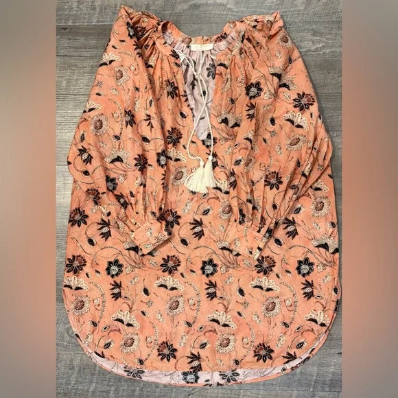 Ulla Johnson Women’s Biarrizt Tunic Floral Peach Mini dress Size M. - Picture 3 of 11